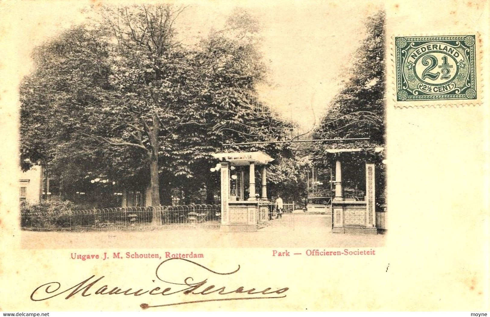 1898 - Pays Bas -  ZUID -  HOLLAND -  ROTTERDAM :  - Park  --  Officieren - Societeit   -    Cirulée En 1901 - Rotterdam