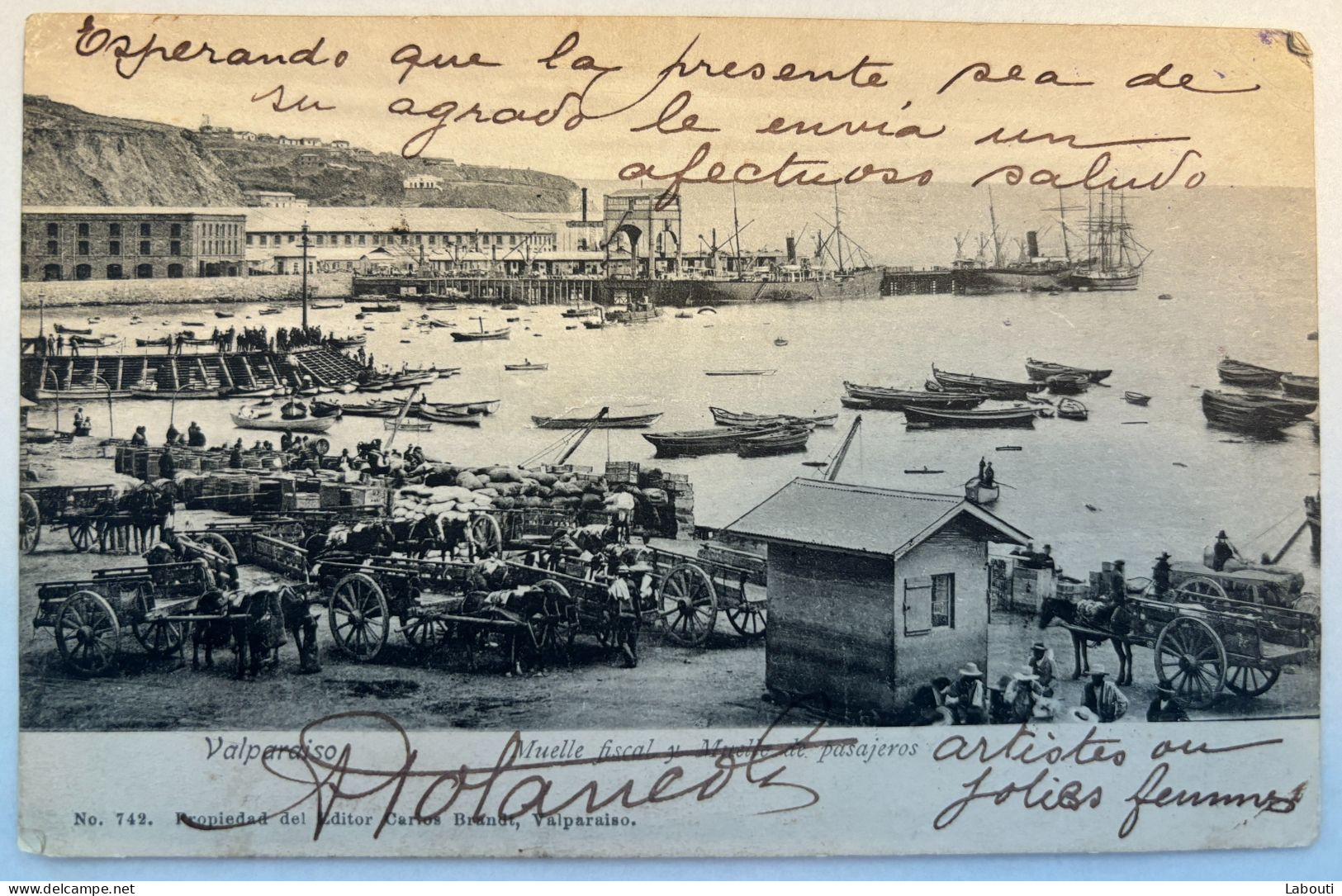 Carte Postale Valparaiso Voyagé En France 1904 + T - Chili