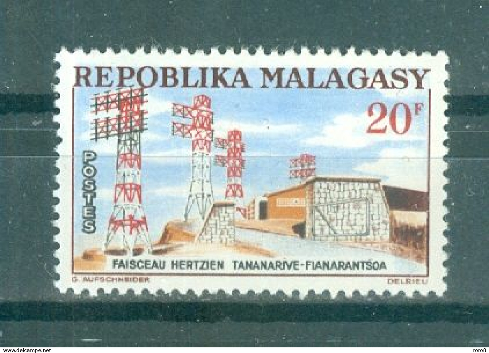 REPUBLIQUE MALGACHE - N°377** MNH.LUXE. SCAN DU VERSO. Faisceau Hertzien. - Madagascar (1960-...)