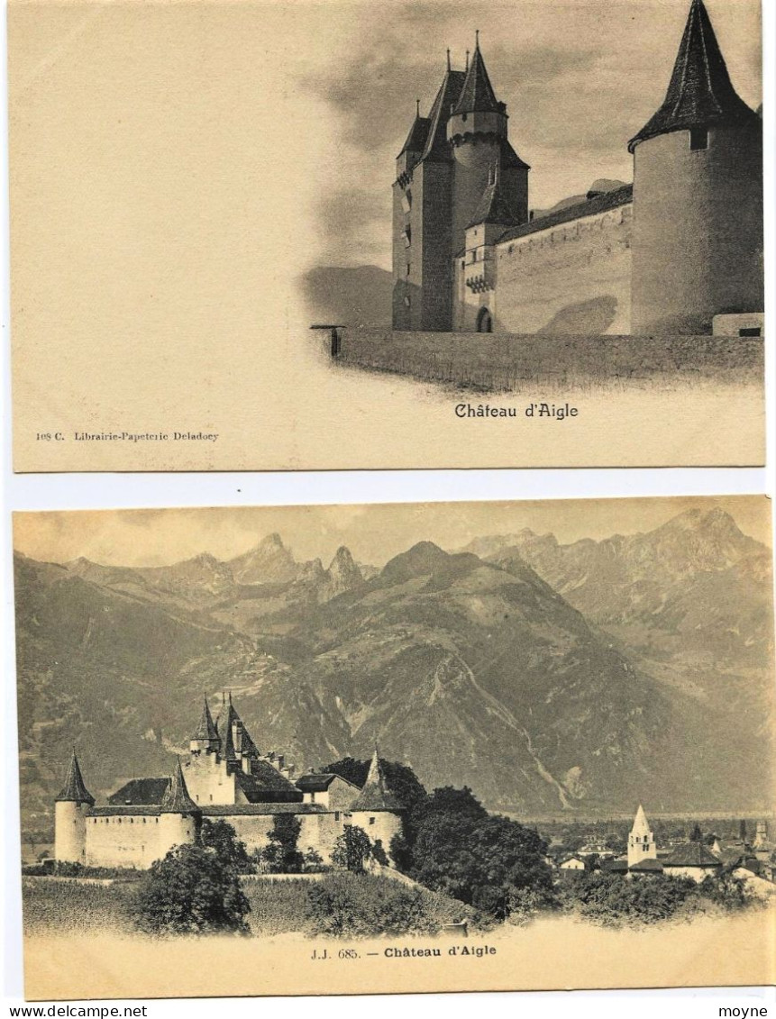 1899 - Suisse  -  CHATEAU D'AIGLE    -  2 Cartes       (d'avant 1904  Dos Non Séparé)  Non Circulées - Other & Unclassified