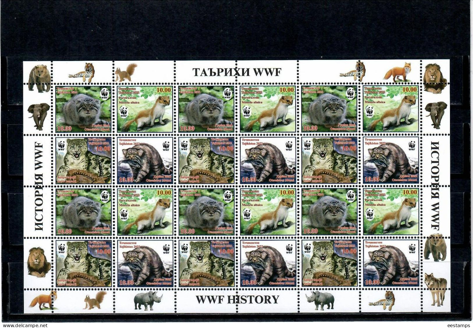 Tajikistan 2022 . WWF History. Wild Animals. M/S Of 24 - Tagikistan