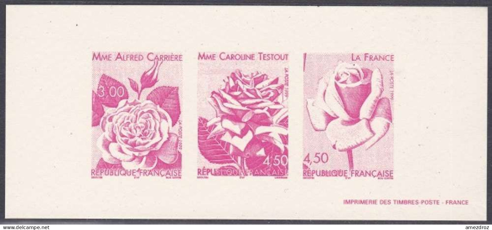 France Gravure Officielle - Roses Diverses (4) - Documents Of Postal Services