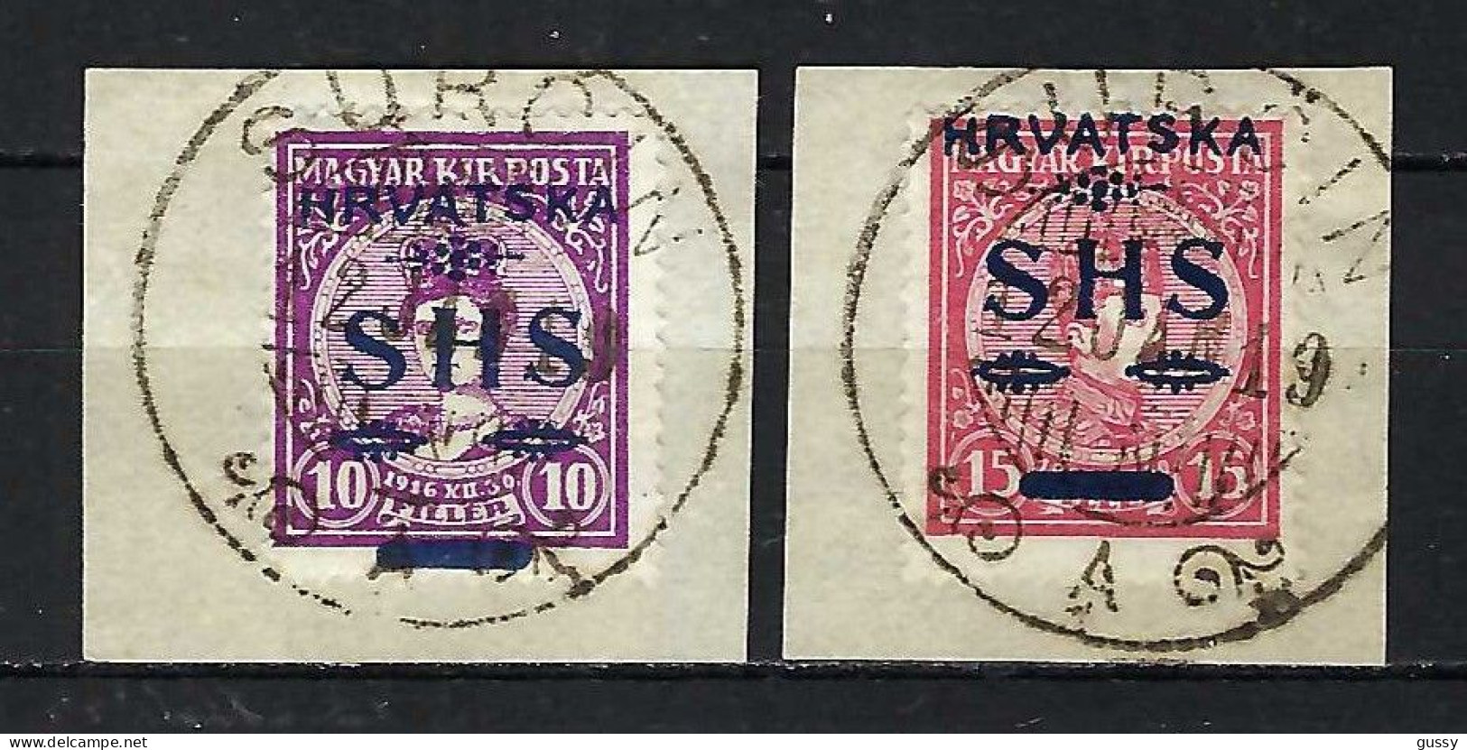 YOUGOSLAVIE Ca.1918: Les Y&T 6,7  Obl. Sur Fragments, Forte Cote - Used Stamps