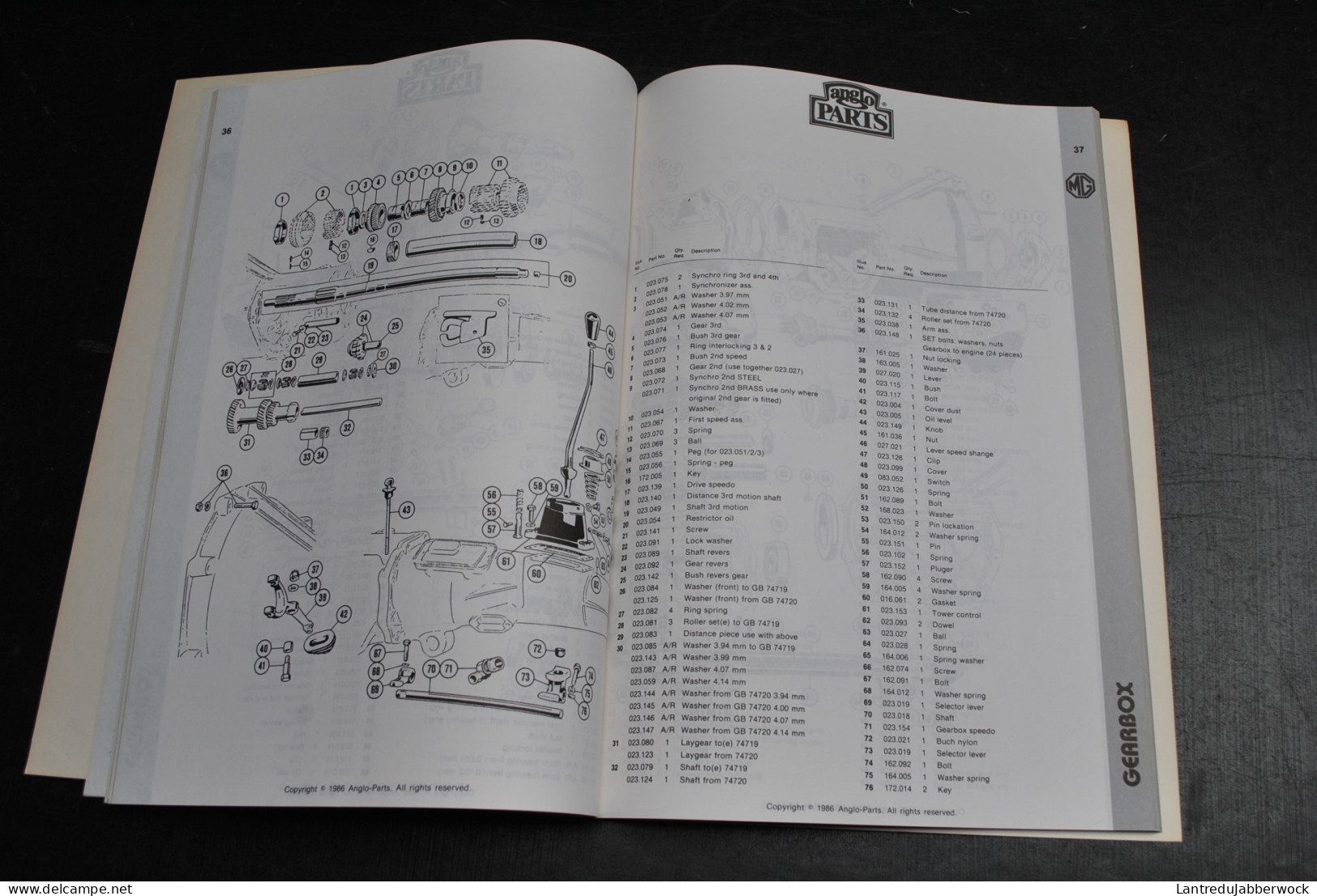 MG-B Catalogue 1963 1967 Anglo Parts 1986 Engine Filter Bumpers & Grill Jack & Wheels Special SCARCE Moteur Mécanique - Auto