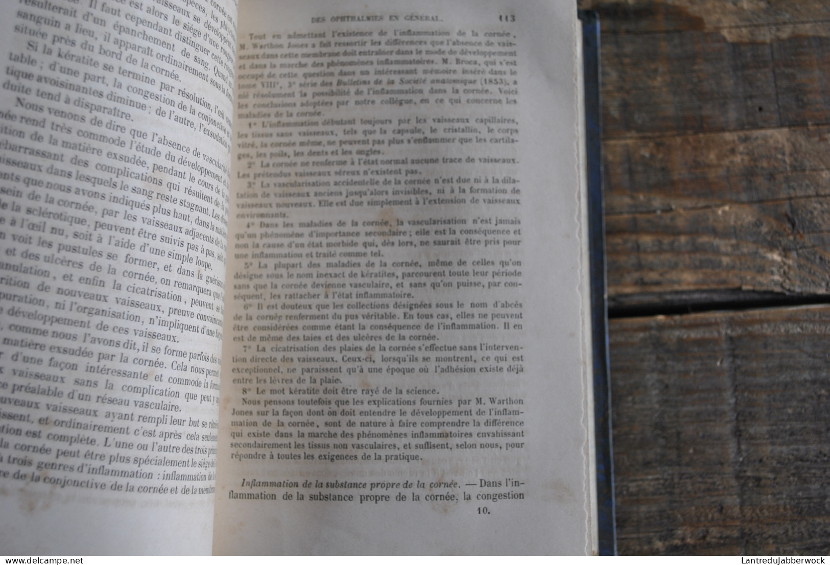 Wharton-Jones TRAITÉ PRATIQUE DES MALADIES DES YEUX Editions Chamerot 1862 + Planches couleurs Médecine chirurigie XIXè