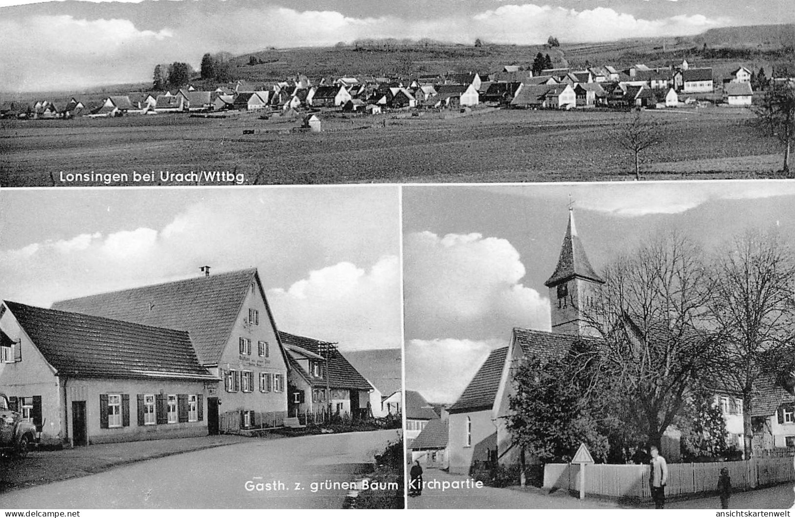 Lonsingen Bei Urach Gasthaus Zum Grünen Baum Kirche Ngl #170.612 - Autres & Non Classés