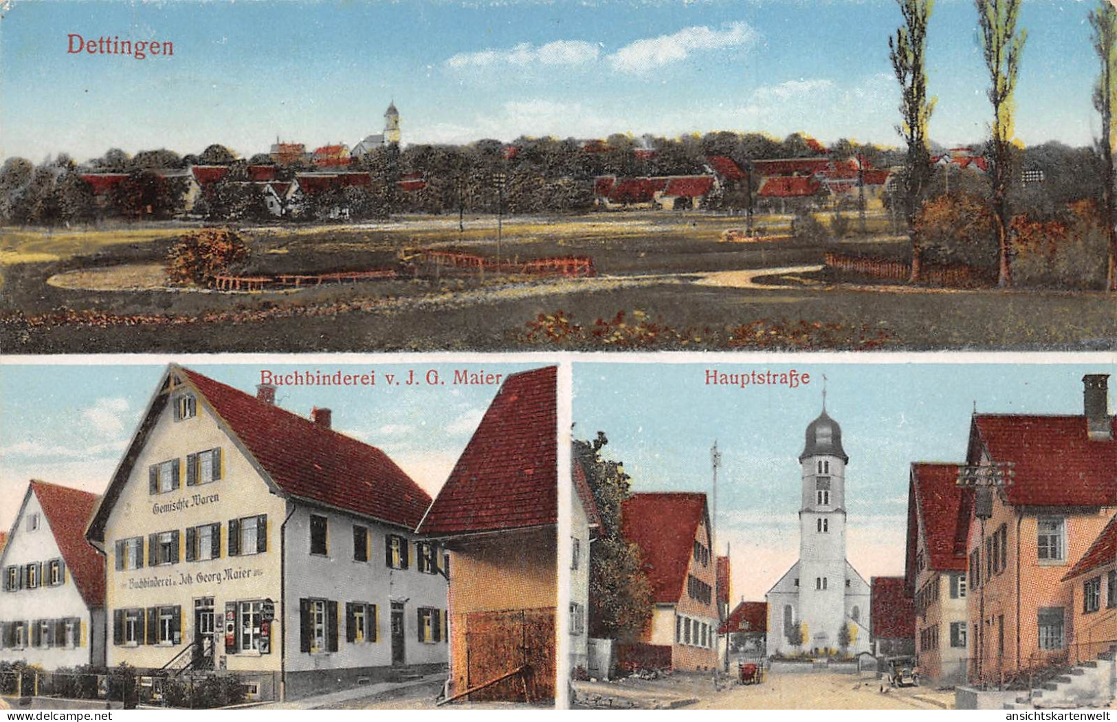 Dettingen Buchbinderei Hauptstraße Panorama Gl1941 #170.618 - Sonstige & Ohne Zuordnung