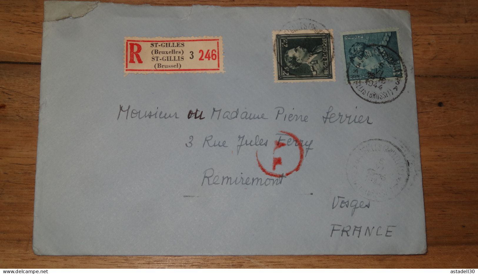 Enveloppe Recommandée De Bruxelles St Gilles - 1944  ......... Boite1 ...... 240424-128 - Cartas & Documentos