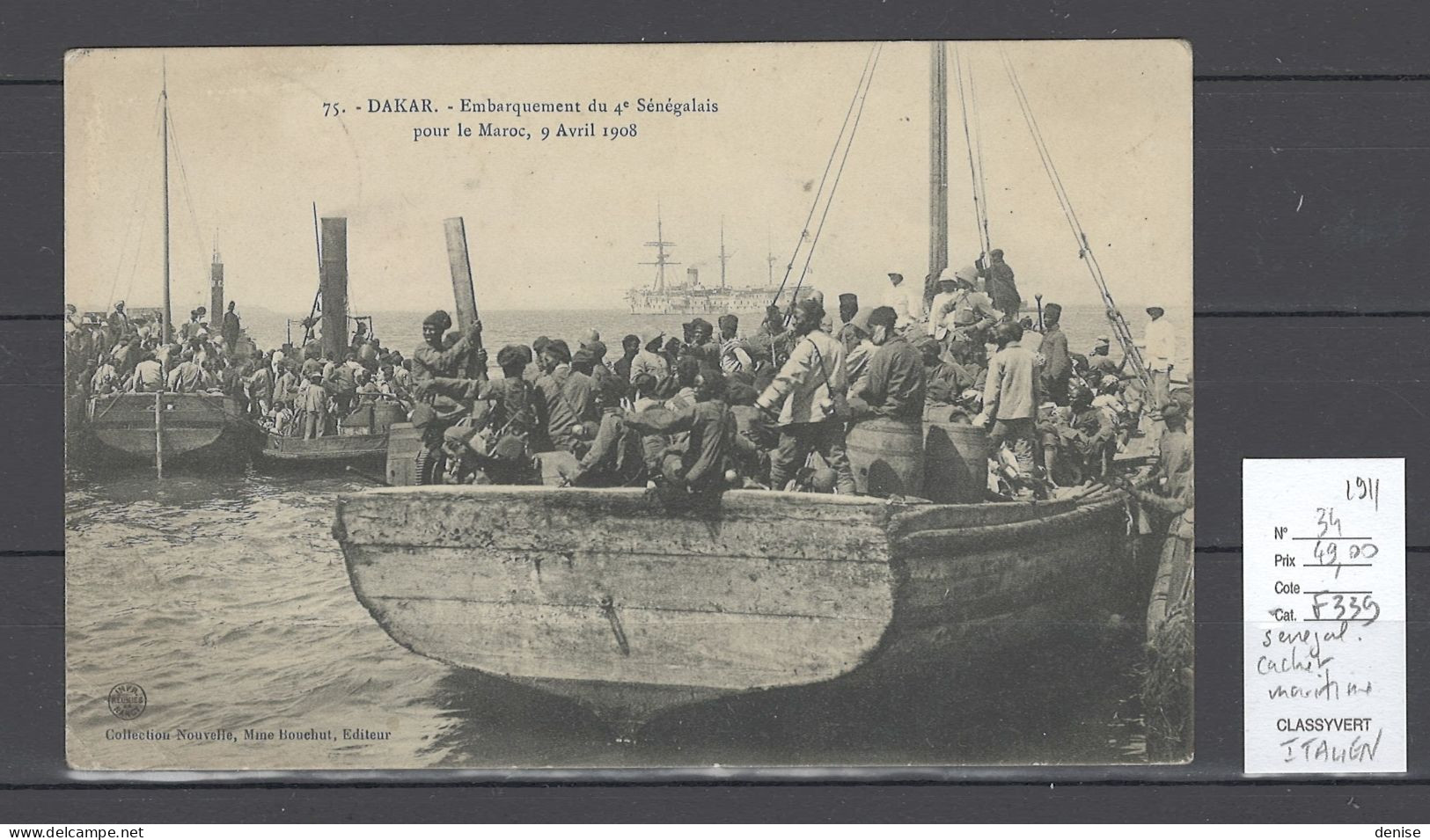 Senegal - CP Pour Paris - 1911 - Cachet Maritime Italien - Transportée Par  L'Umbria - Brieven En Documenten