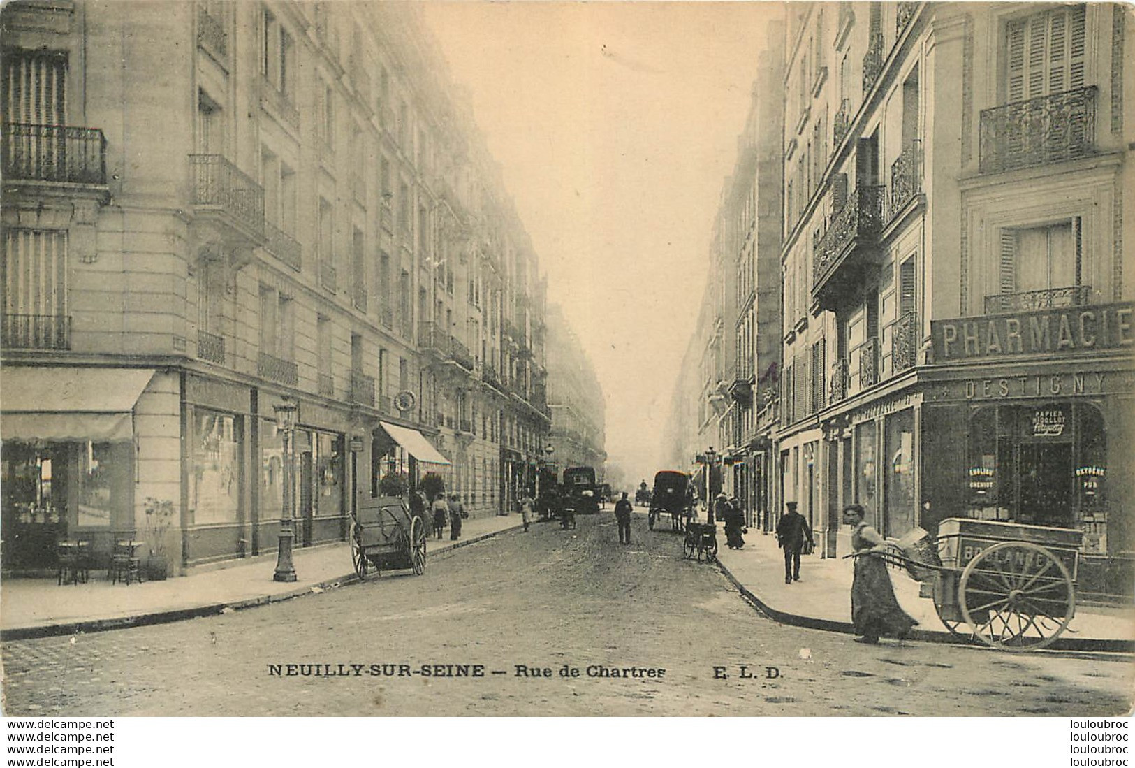 NEUILLY SUR SEINE RUE DE CHARTRES BOULANGERE AVEC CHARRETTE A BRAS - Neuilly Sur Seine