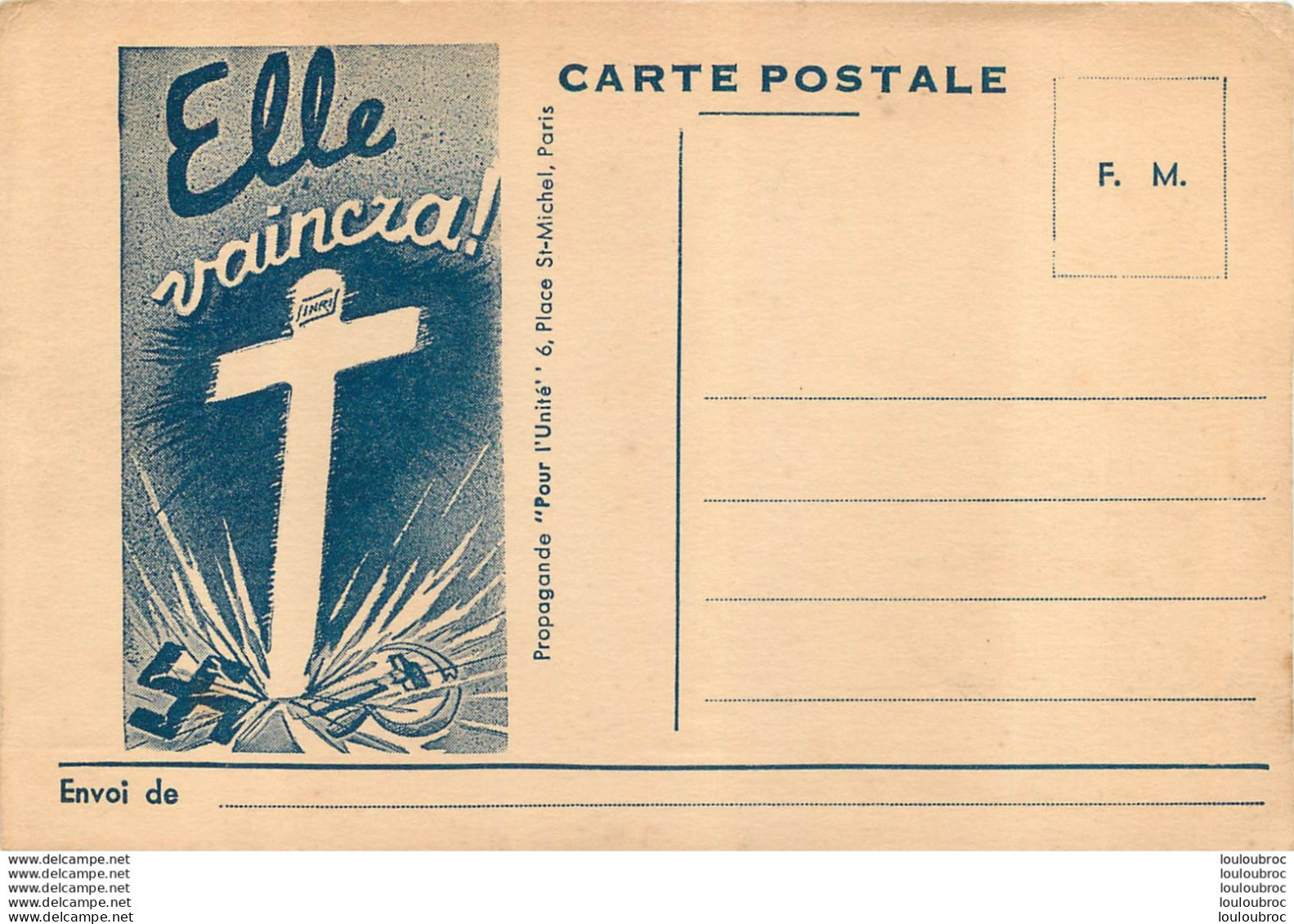 ELLE VAINCRA CARTE PATRIOTIQUE PROPAGANDE POUR L'UNITE - Lettres & Documents