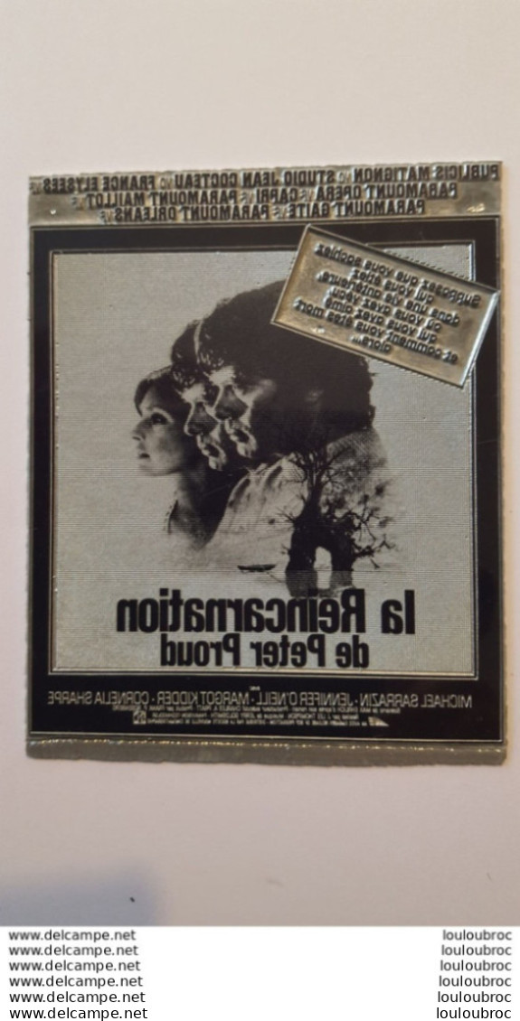 PLAQUE METAL PUBLICITAIRE FILM LA REINCARNATION DE PETER PROUD 1975 - Altri & Non Classificati