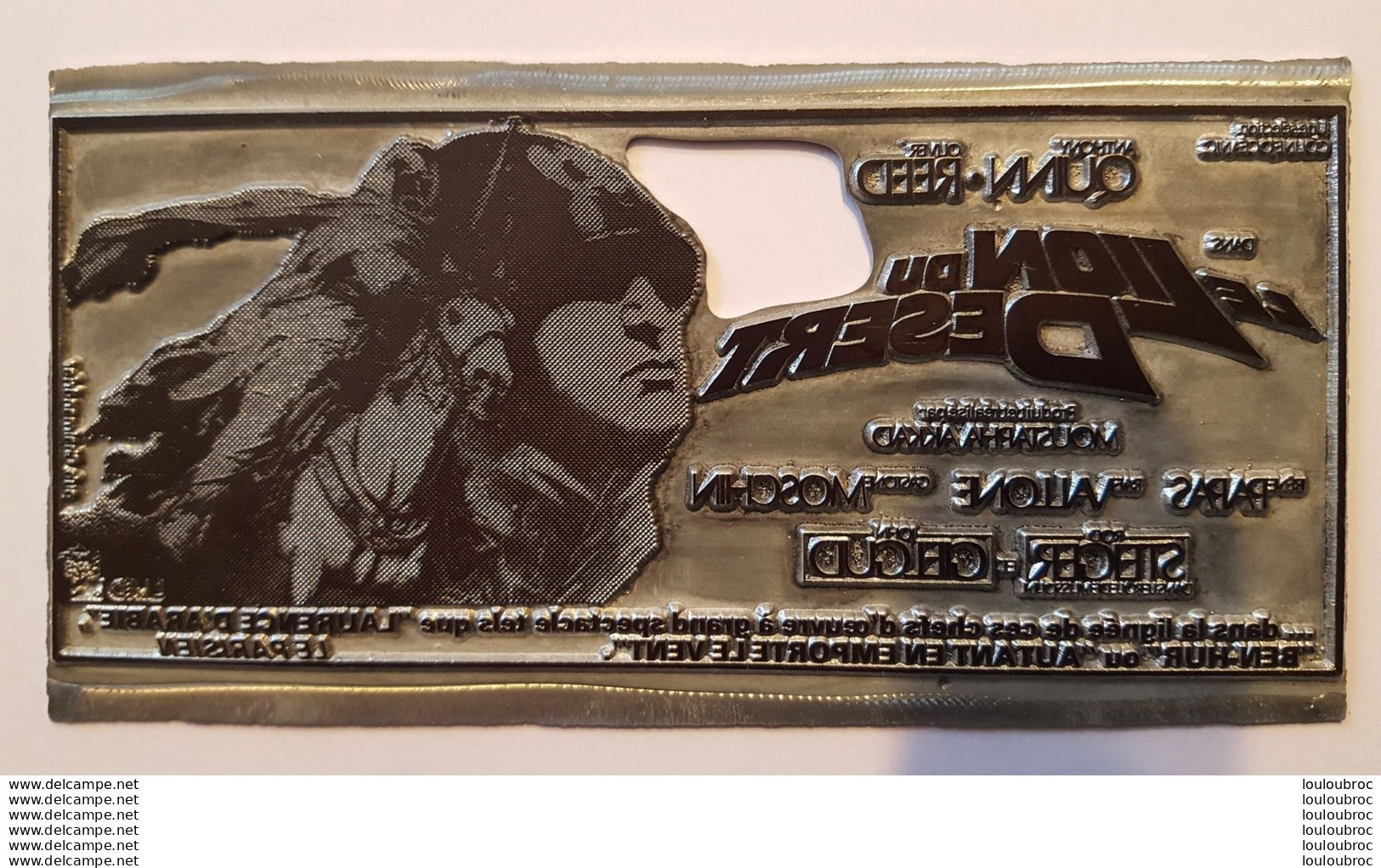 PLAQUE METAL PUBLICITAIRE FILM  LE LION DU DESERT 1980 - Autres & Non Classés