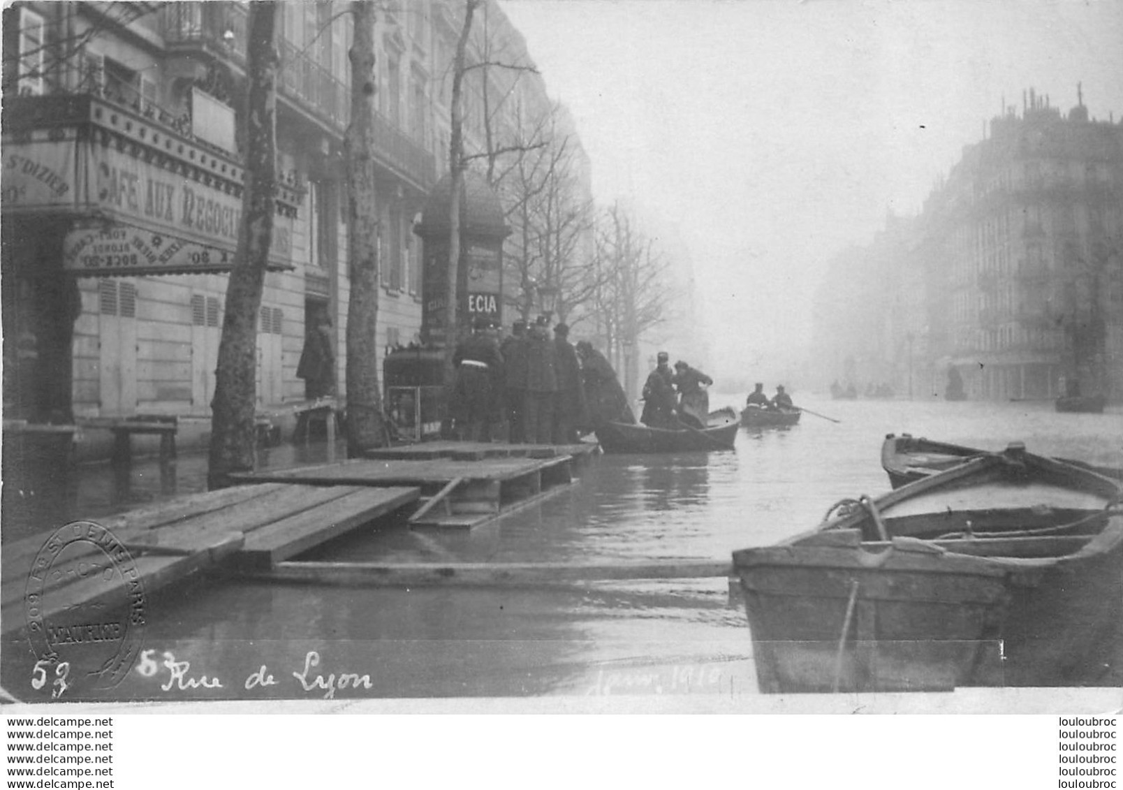 PARIS  CARTE PHOTO CRUE 01/1910  RUE DE LYON PHOTO MAURICE - Überschwemmung 1910