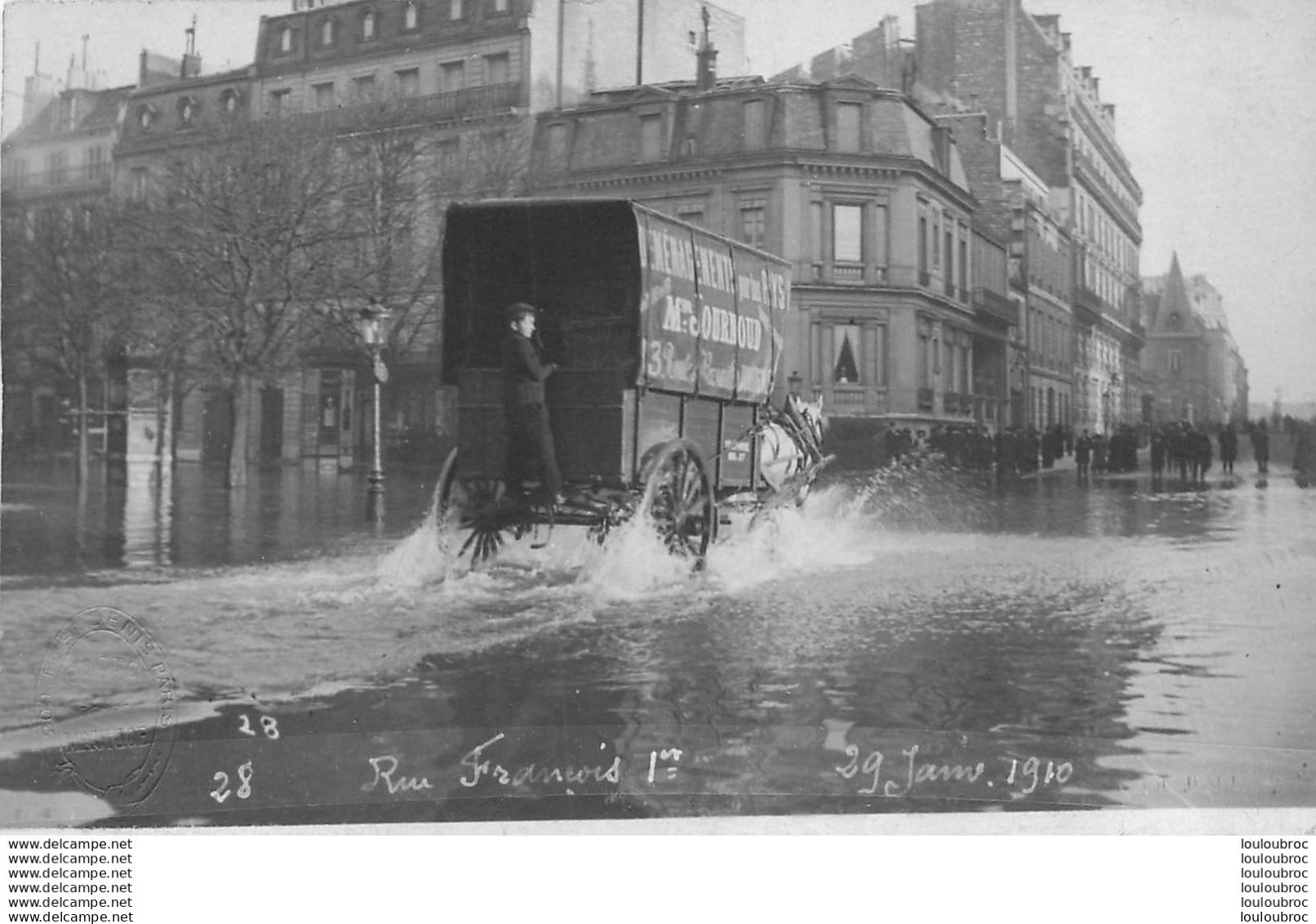 PARIS CARTE PHOTO CRUE 01/1910  RUE FRANCOIS 1ER  PHOTO MAURICE - Überschwemmung 1910