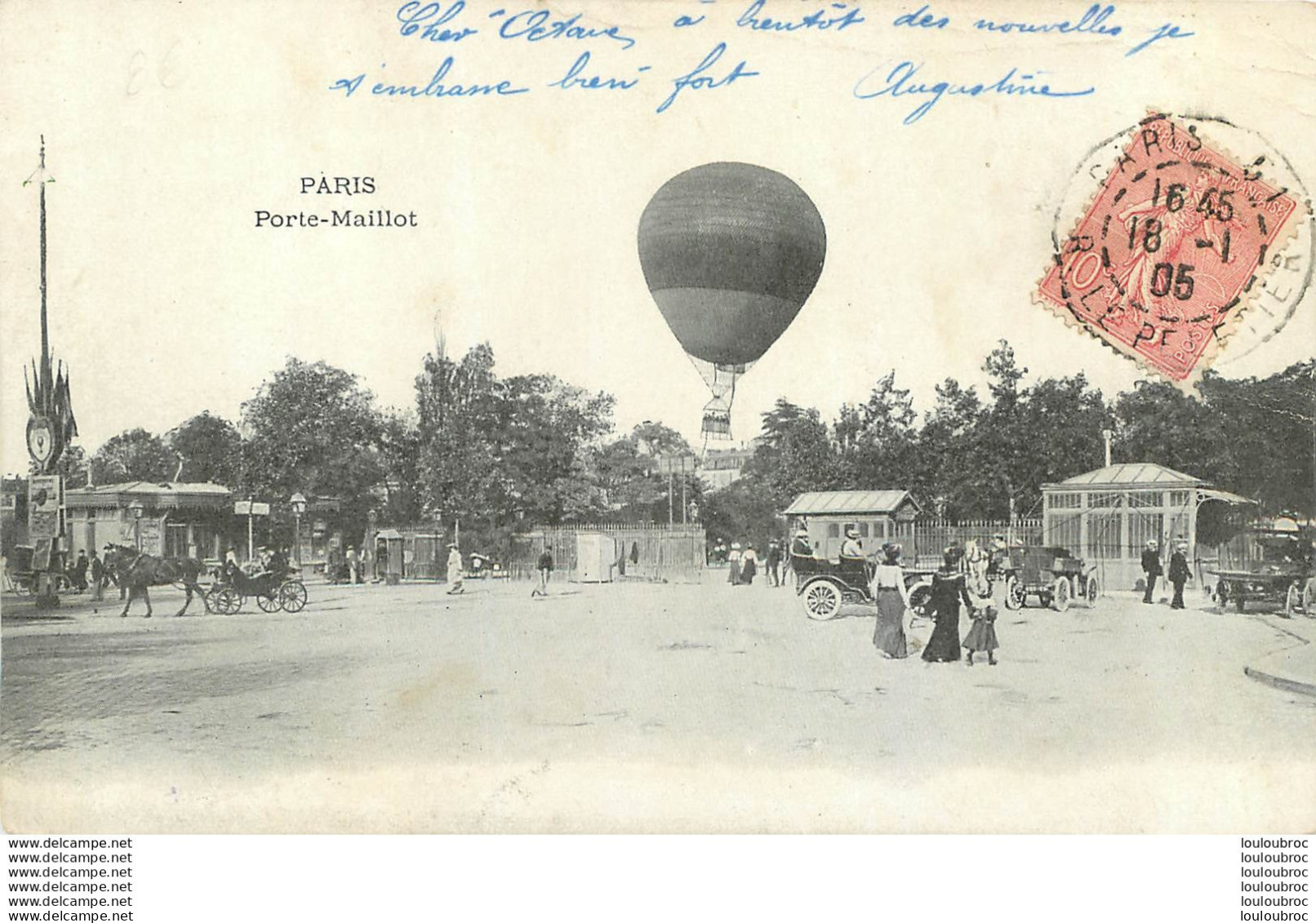 BALLON ET NACELLE  PARIS PORTE MAILLOT 1905 - Aeronaves