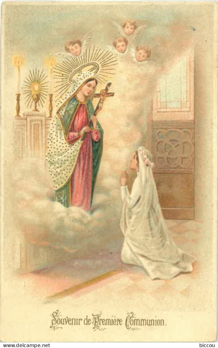 Cpa Souvenir De Première Communion - Virgen Maria Y Las Madonnas