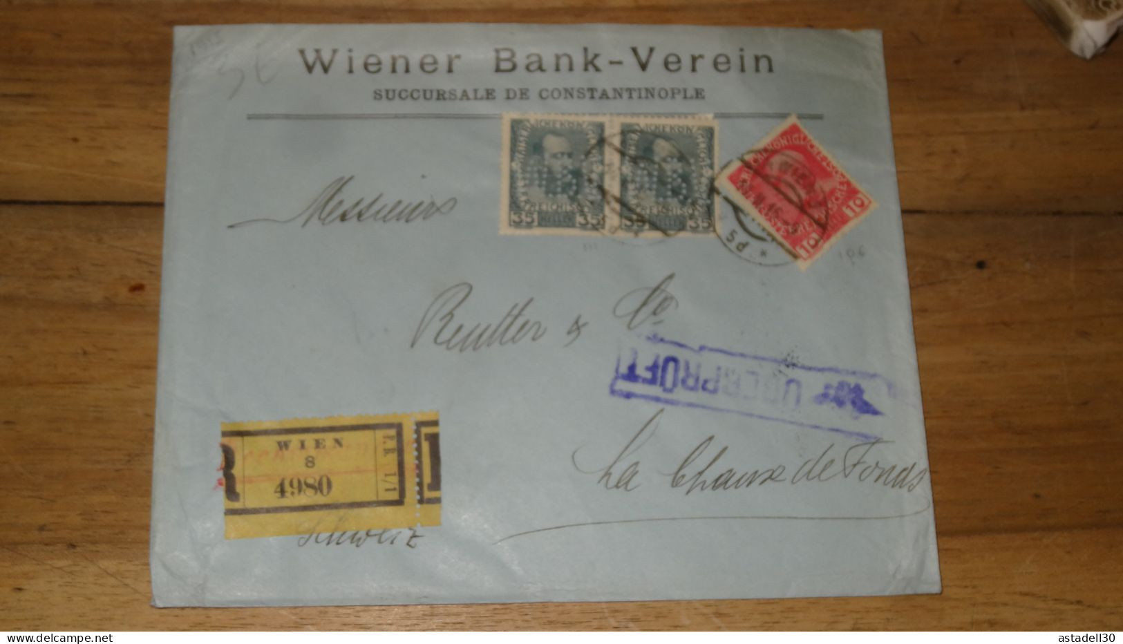 Enveloppe Recommandée De Wien Avec Perfin Stamps  ......... Boite1 ...... 240424-129 - Covers & Documents