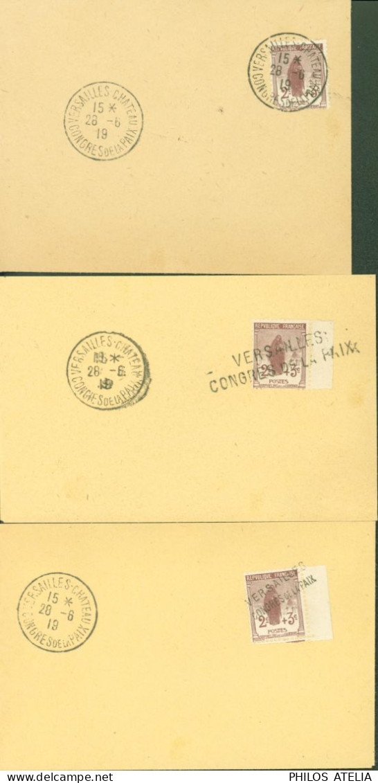 Guerre 14 3 Enveloppes Avec YT N°148 Orphelins De La Guerre Versailles Château Congrès De La Paix 28 6 1919 - WW I