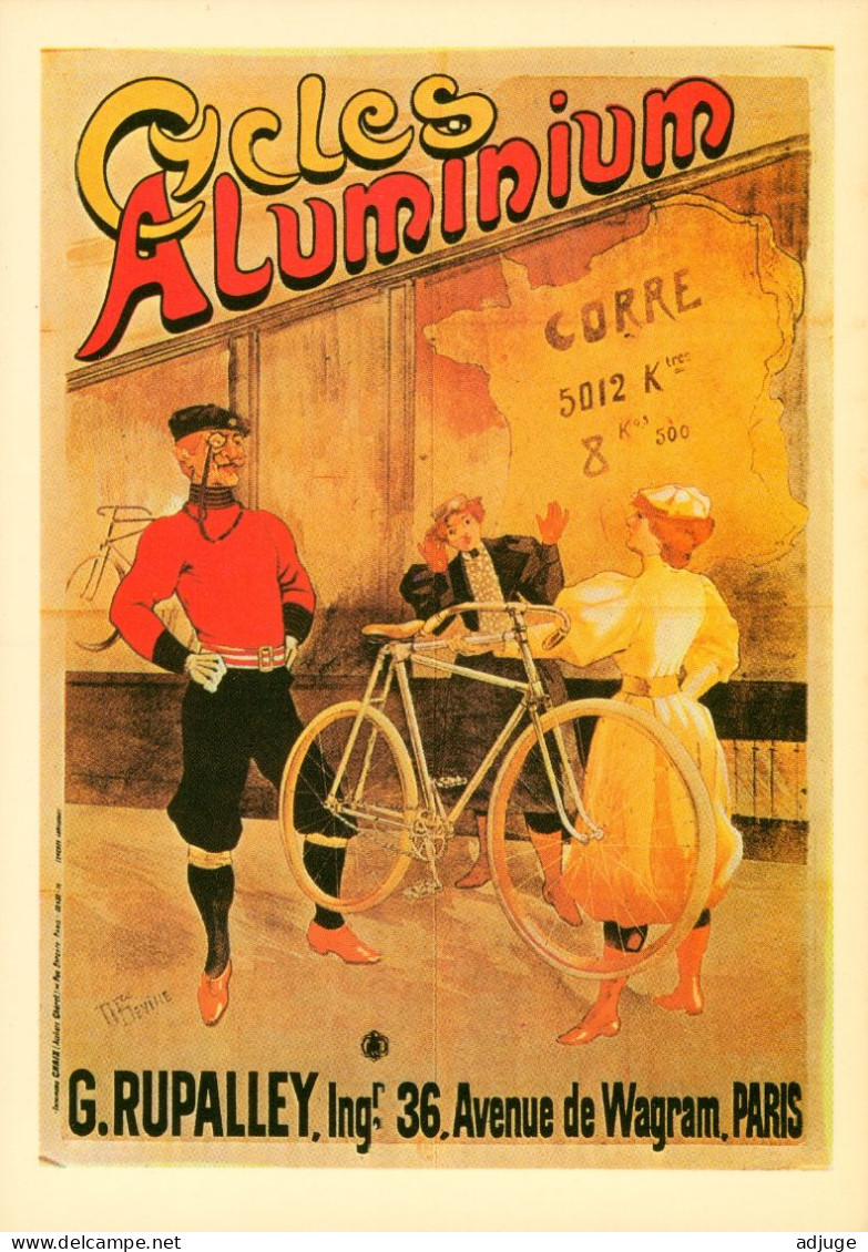 CPM- Affiche Publicité Cycles ALUMINIUM  "RUPALLEY" Coureur Champion Cycliste Belle époque *Course* Paris, Av. De Wagram - Pubblicitari