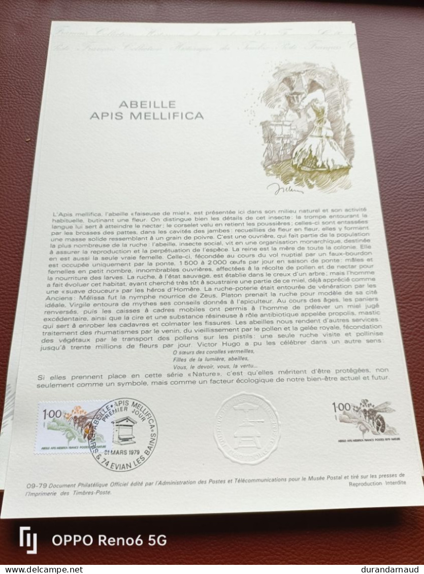 Document Philatelique  ABEILLE APIS MELLIFICA 09/1979 - Documentos Del Correo