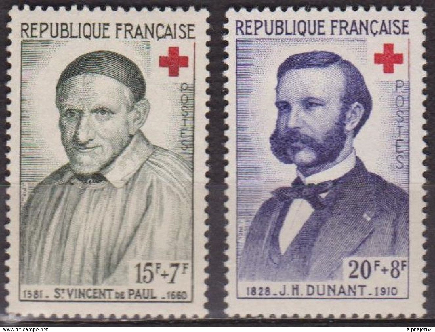 Croix Rouge - FRANCE - Saint Vincent De Paul - Henri Dunant - N° 1187-1188 * - 1958 - Ongebruikt