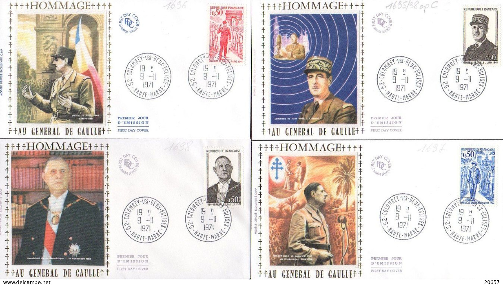 France 1695/98opC Fdc Hommage Au Général De Gaulle, Radio Londres - De Gaulle (Général)