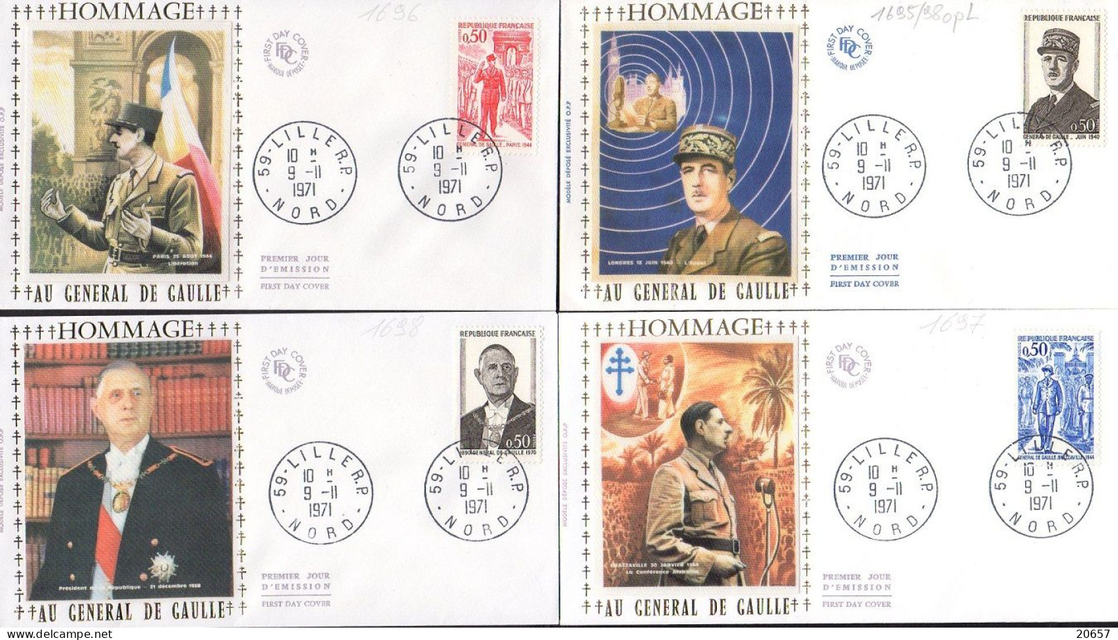 France 1695/98opL Fdc Hommage Au Général De Gaulle, Radio Londres - De Gaulle (Général)