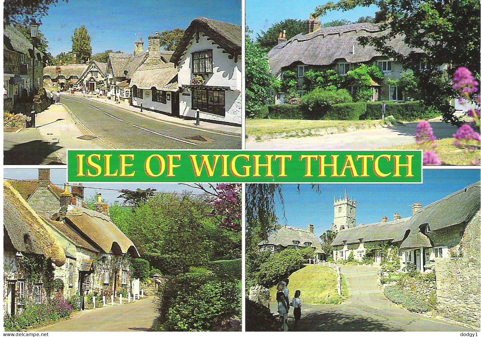 ISLE OF WIGHT THATCH COTTAGES, ENGLAND. USED POSTCARD Ms6 - Other & Unclassified