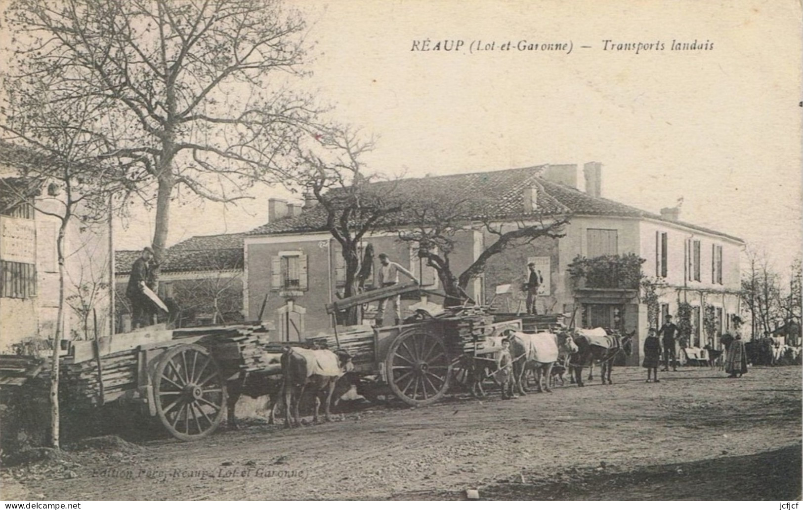 Cpa..47..REAUP..LOT ET GARONNE..TRANSPORTS  LANDAIS..SUPERBE ANIMATION DU TRANSPORT DE BOIS.. - Autres & Non Classés