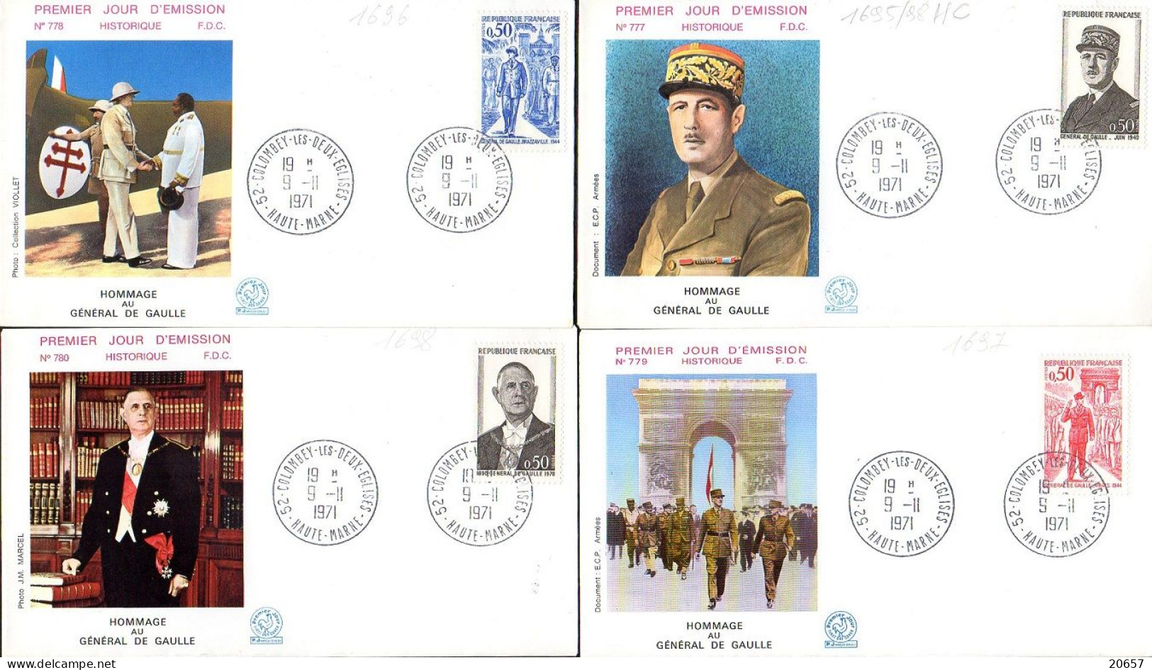 France 1695/98HC Fdc Hommage Au Général De Gaulle - De Gaulle (General)