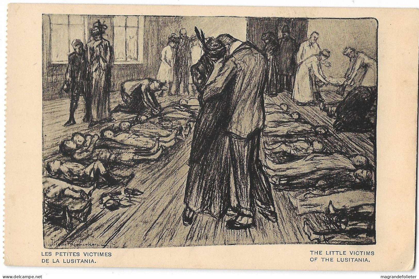 CPA CARTE POSTALE FRANCE TLES PETITES VICTIMES DE LA LUSITANIA     CARRICATURE MILITAIRE  ILLUSTRATEUR LOUIS  RAEMAEKERS - Sátiras