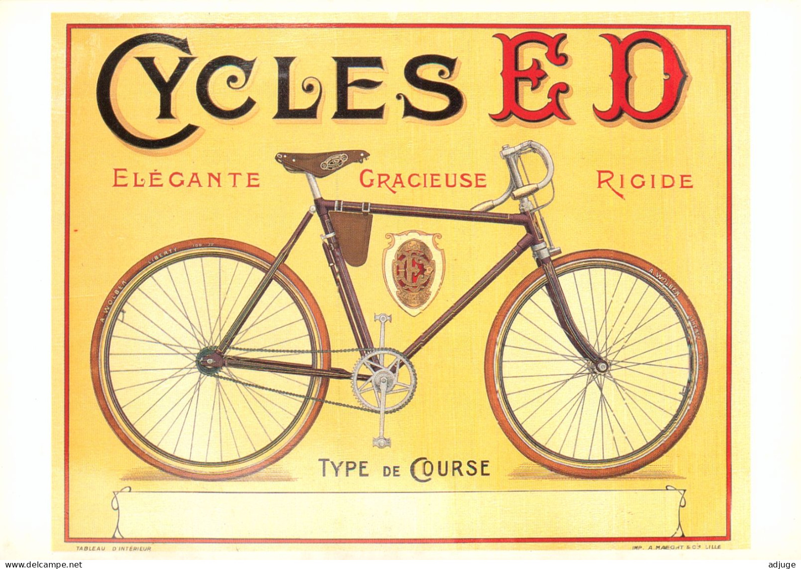 CPM- Affiche Publicité Cycles " E D " Vélos De Course- Bicyclette élégante Rigide *TBE* - Publicidad