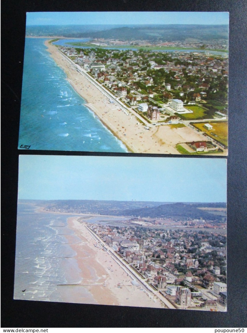 CP 14 Calvados CABOURG  - Lot De 2 Cartes  " La Plage Des Fleurs " Mer Marée Descendante  - Vue Générale Aérienne Plage - Cabourg