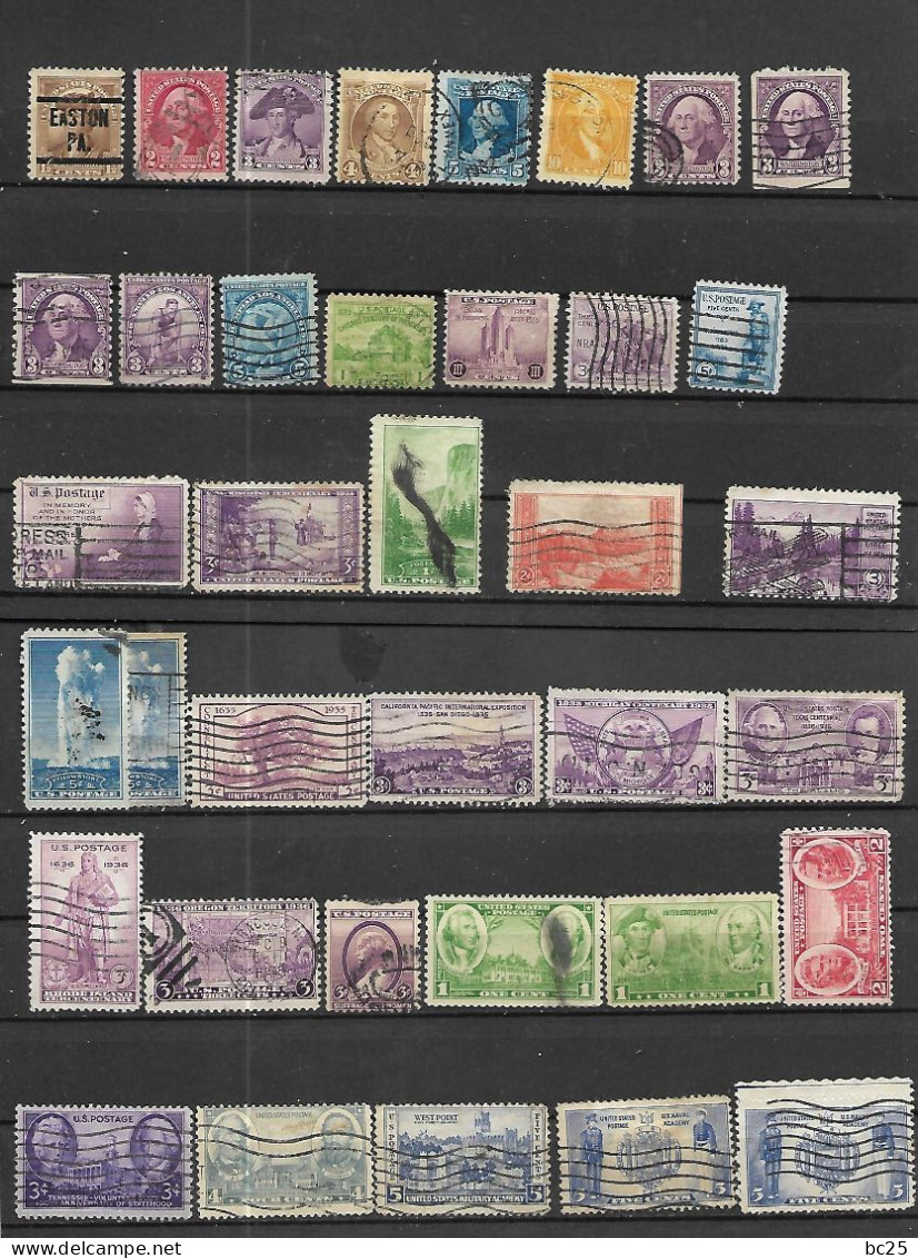 ETATS UNIS -95 TRES BEAUX TIMBRES  OBLITERES-VOIR CACHETS ET DIVERS DENTELURES - PAS EMINCE-DE 1932-40- VOIR 3 SCANS. - Usados