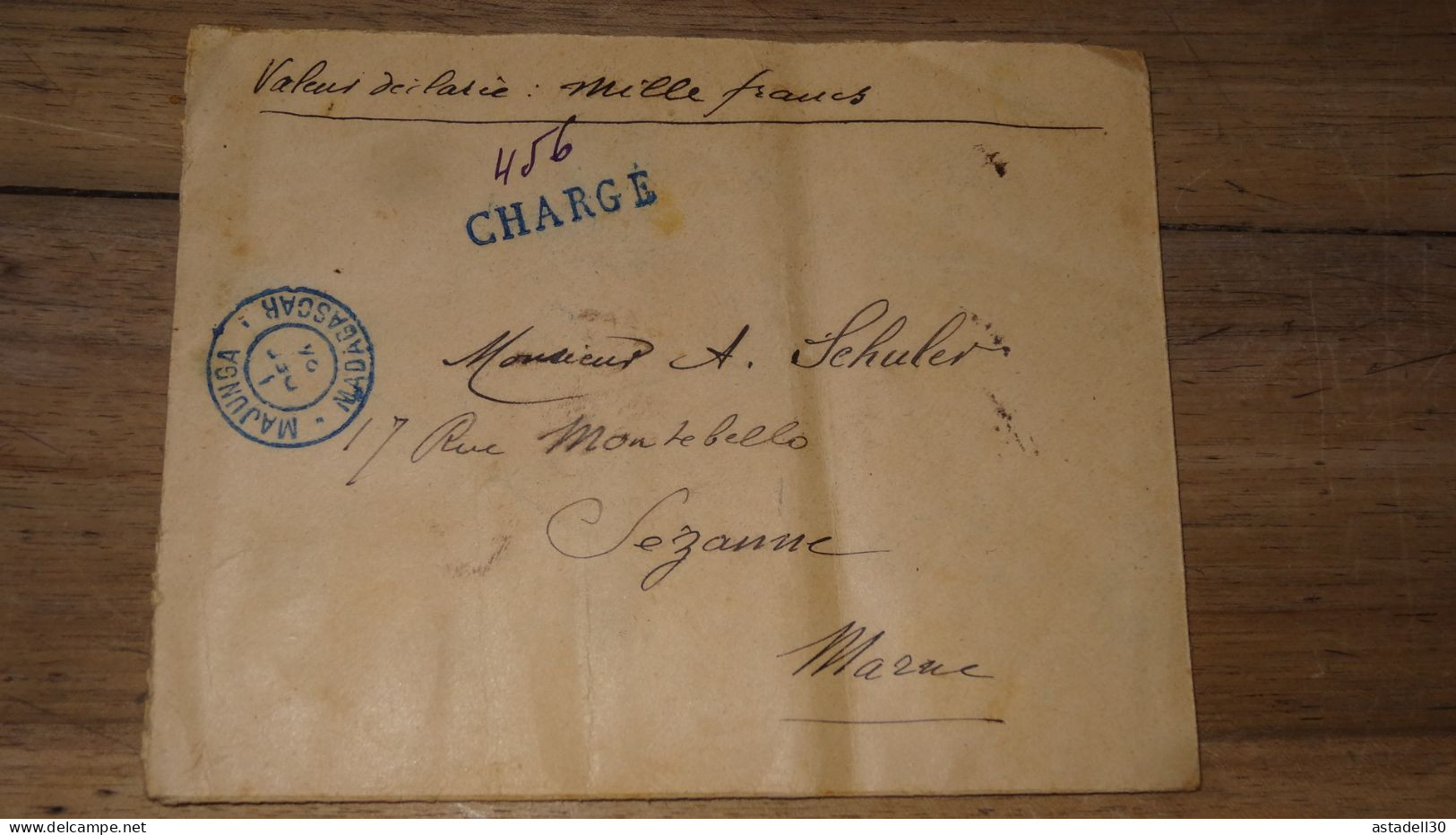 Enveloppe Chargée De MAJUNGA, MADAGASCAR, 1904  ......... Boite1 ...... 240424-136 - Storia Postale
