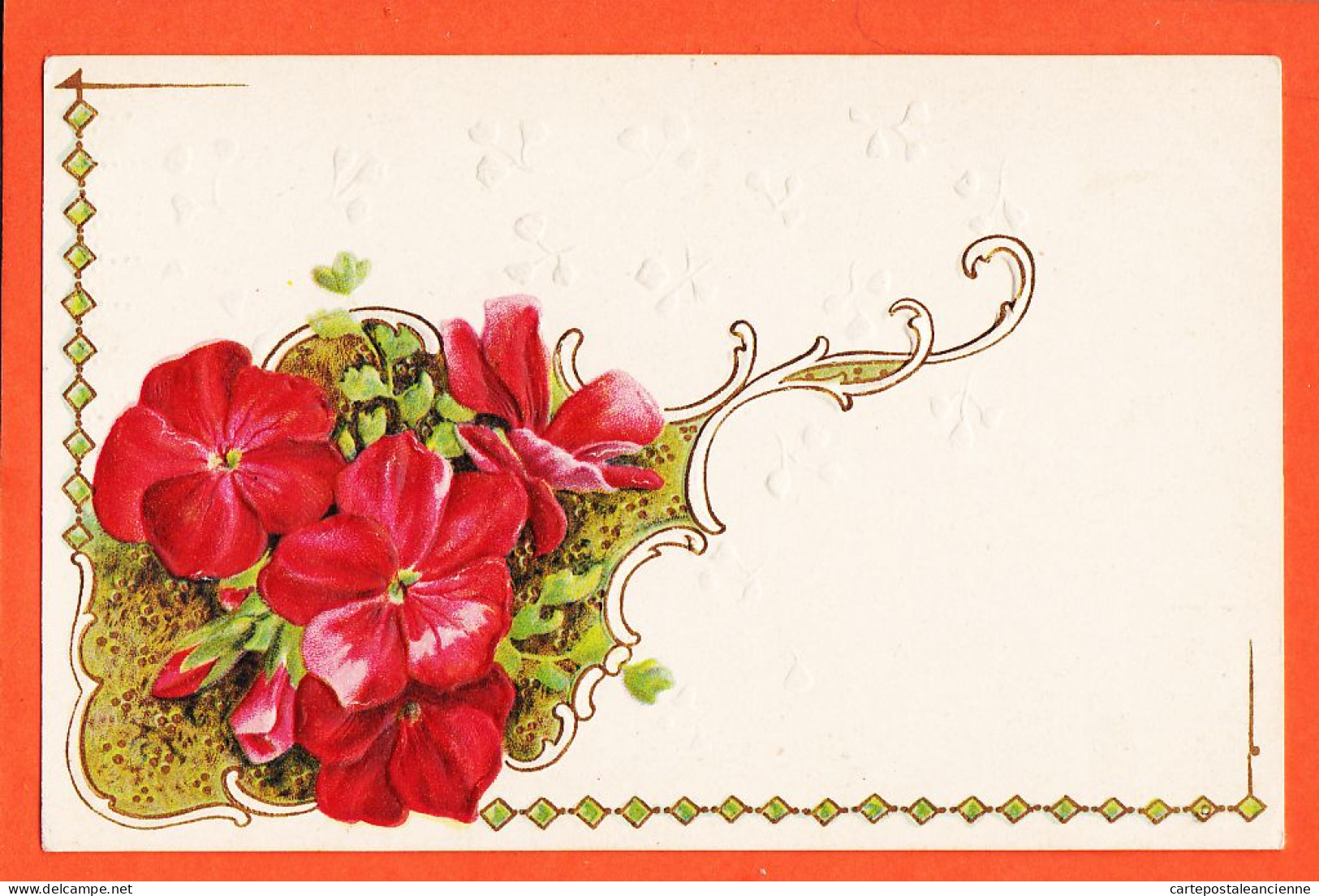 24367 /⭐ ◉  T.B Carte Relief Gaufrage ART-DECO Décor Floral 1900s  - 1900-1949