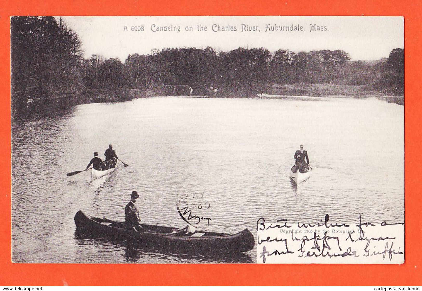 24046 / AUBURNDALE Massachusetts Canoeing On The CHARLES River 1902 Marie-Louise MILHAU Royal Victoria College Montreal - Sonstige & Ohne Zuordnung