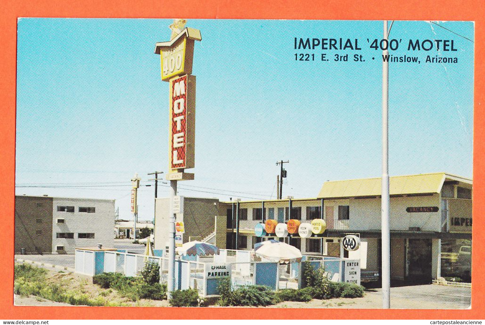 24010 / WINSLOW Navajo Arizona IMPERIAL 400 MOTEL 1221 E. 3RD St 1960s Petley Studios Phoenix - Gran Cañon