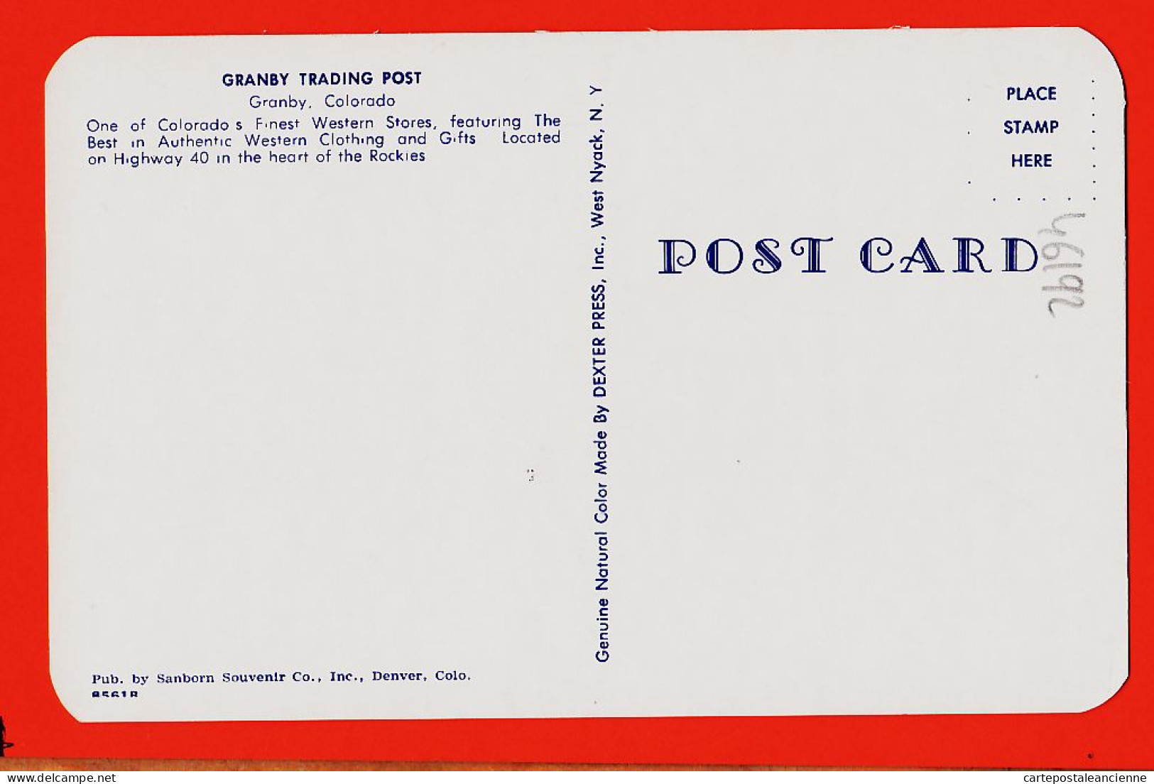 24039 / GRANBY Colorado TRADING POST Western Clothing And Gifts Highway 40 Middle Park D 1960s DEXTER PRESS - Other & Unclassified