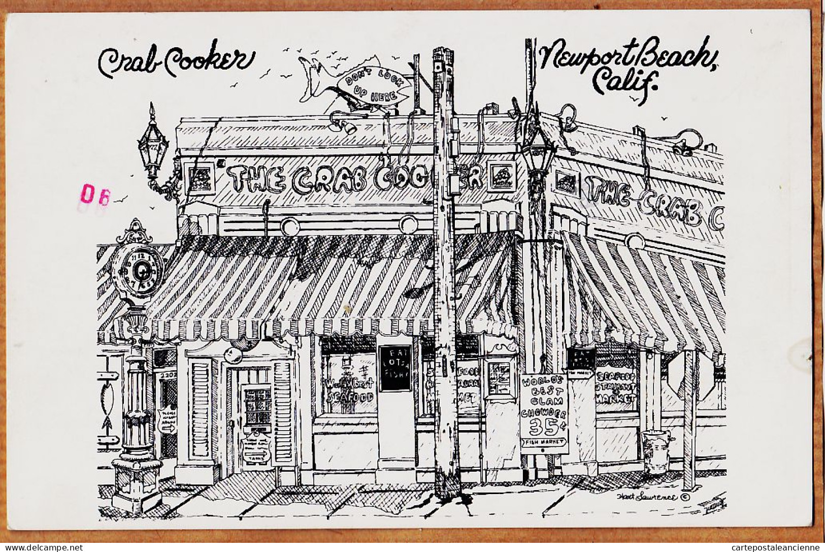24012 / NEWPORT BEACH CA-California CRAB COOKER Restaurant Eat Lots A Fish By Hart LAURENCE 1975s - Andere & Zonder Classificatie