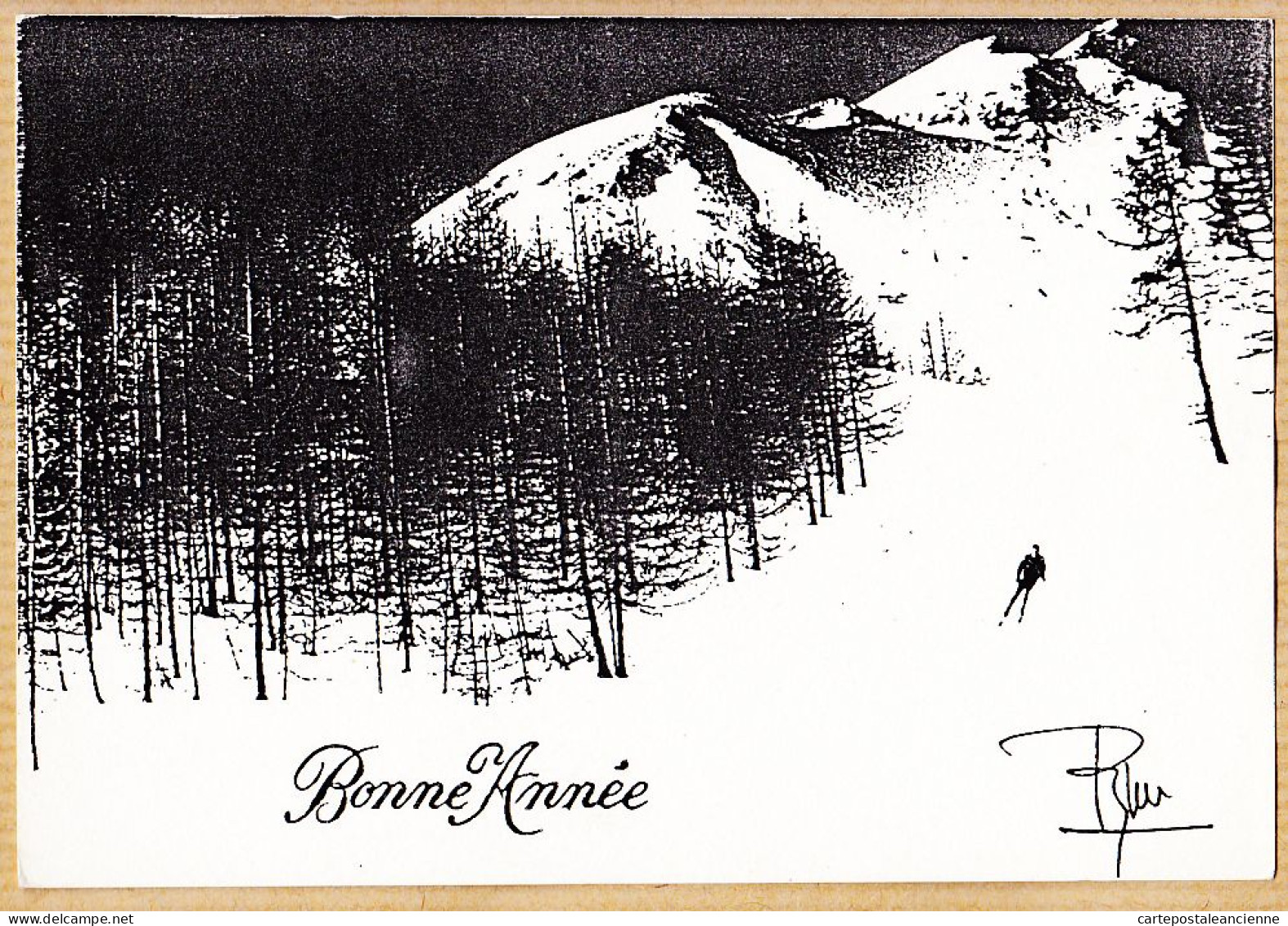 24395 /⭐ ◉  Photo P MARQUER Bonne Année Piste De Ski CPM 1980s REPRODUCTION - Marquer