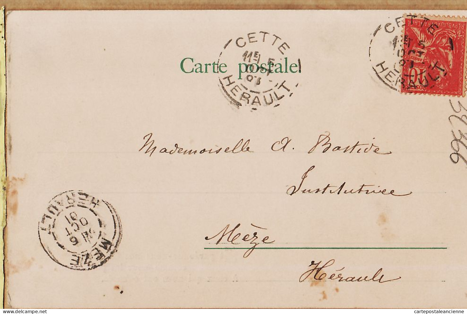 24402 /⭐ ◉  Rafaël NEUBER Vienne DOECKER S.37 NOTRE ORAISON Pardonne Offenses 1901 à BASTIDE Institutrice Mèze Hérault - Döcker, E.