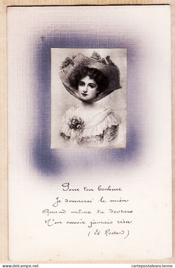 24310 /⭐ ◉  Carte Toilée Ajouti Portrait Jeune Femme Mode Chapeau 1910s Style Vienne Edmond ROSTAND Pour Ton Bonheur - Other & Unclassified