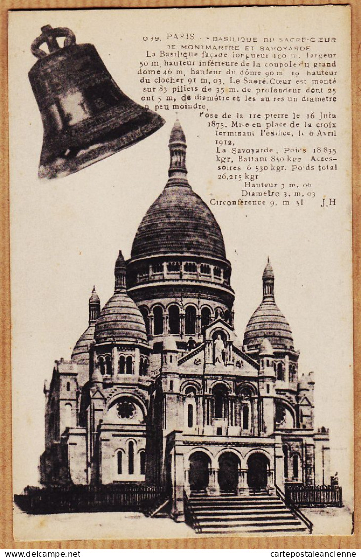 24280 /⭐ ◉  PARIS MONTMARTE Cloche Savoyarde Basilique Du SACRE-COEUR 1910s J.H 639 - Arrondissement: 18