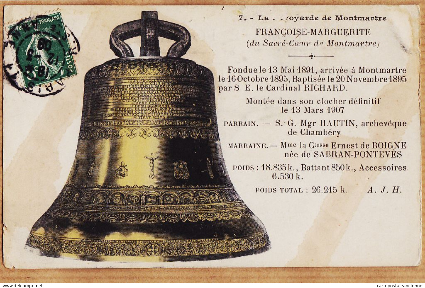 24275 /⭐ ◉  PARIS La SAVOYARDE De MONTMARTE Cloche SACRE-COEUR Baptisée 1895 Cardinal RICHARD Parrain Mgr HAUTIN 1910 - Arrondissement: 18