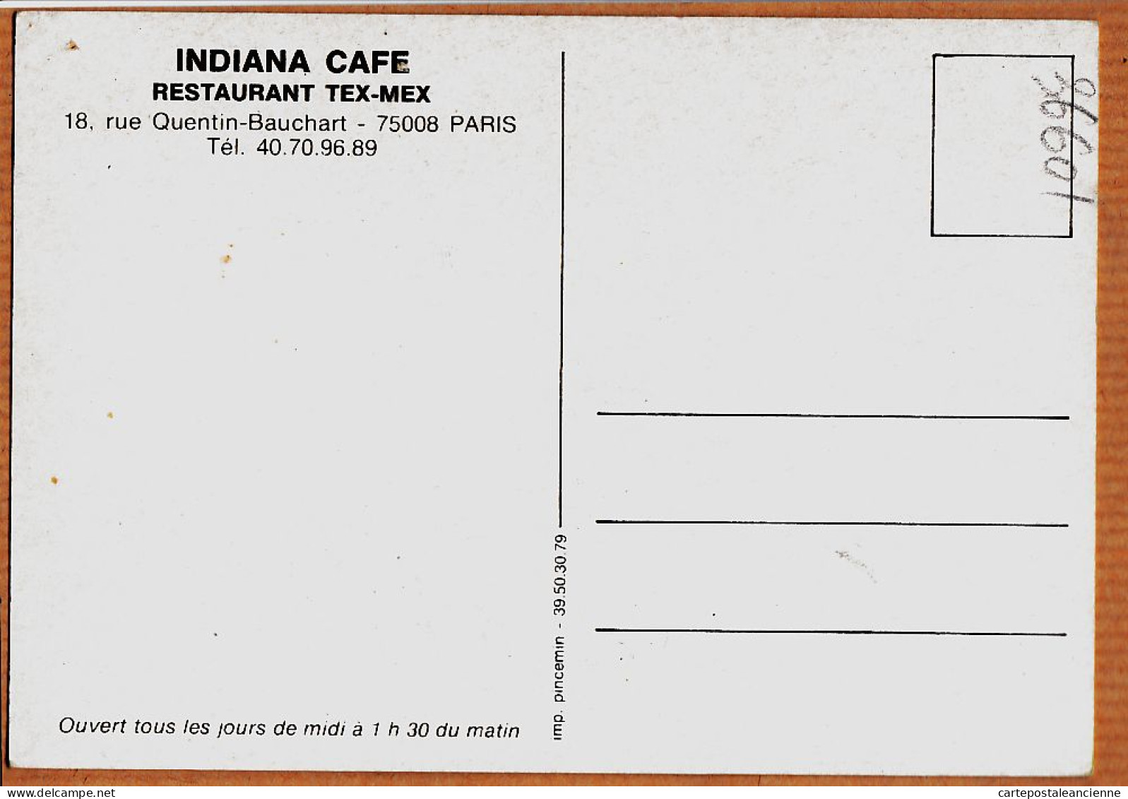 24203 /⭐ ◉  PARIS VIII INDIANA CAFE 18 Rue QUENTIN-BAUCHART Restaurant TEX-MEX  Cppub 1970s - District 08