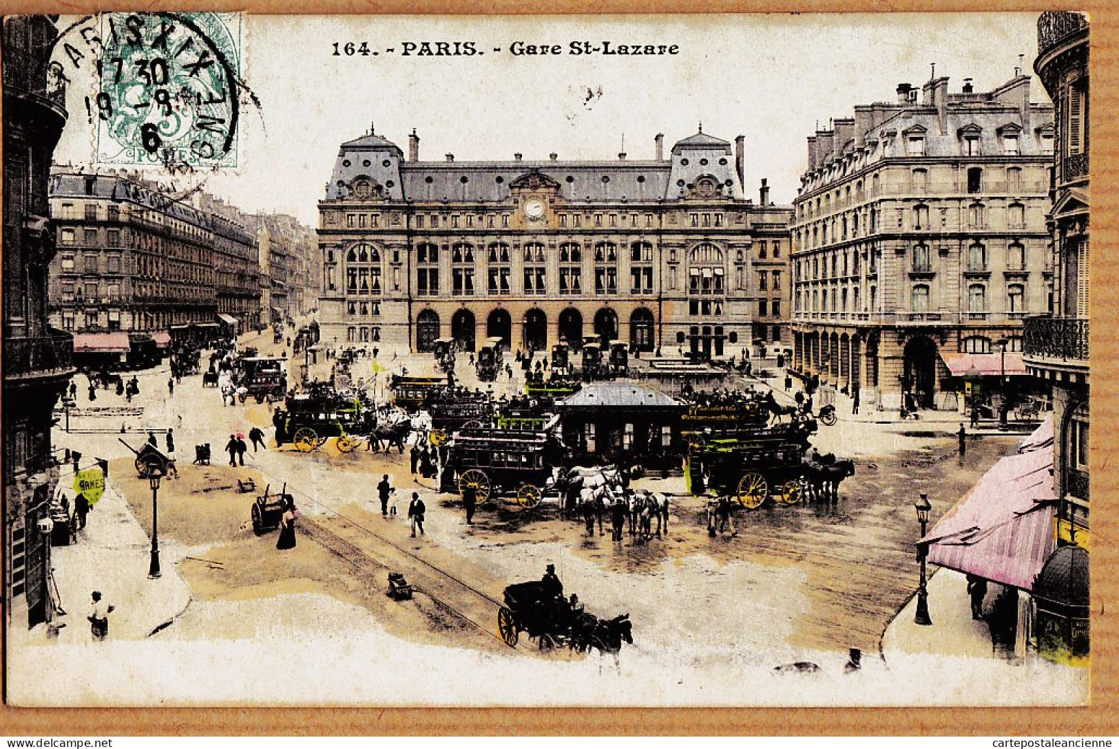 24202 /⭐ ◉  PARIS VIIIe Gare SAINT-LAZARE St Calèche Taxi Hippomobile 19 Août 1906 à OLIVIER Caissière Au GRAND BAZAR - Arrondissement: 08