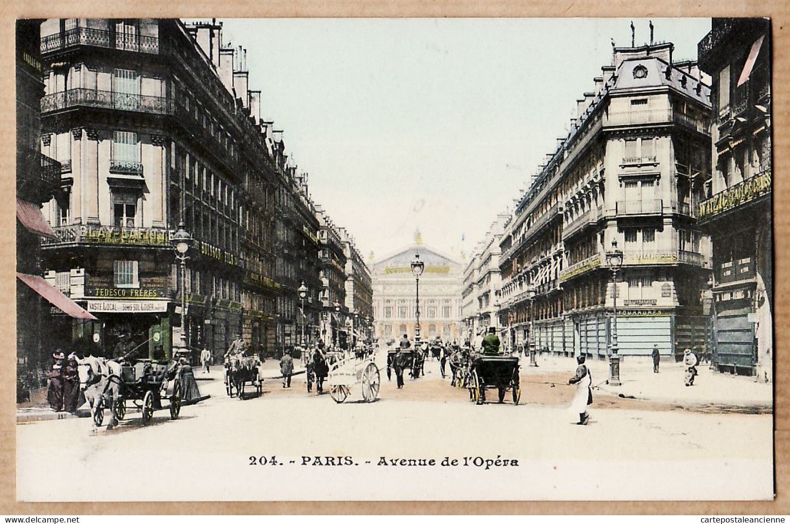 24131 /⭐ ◉  PARIS 1er Et IIe Avenue De L'OPERA Lafayette Tedesco Scène De Rue Attelage 1900s N°204 Etat PARFAIT - Paris (02)