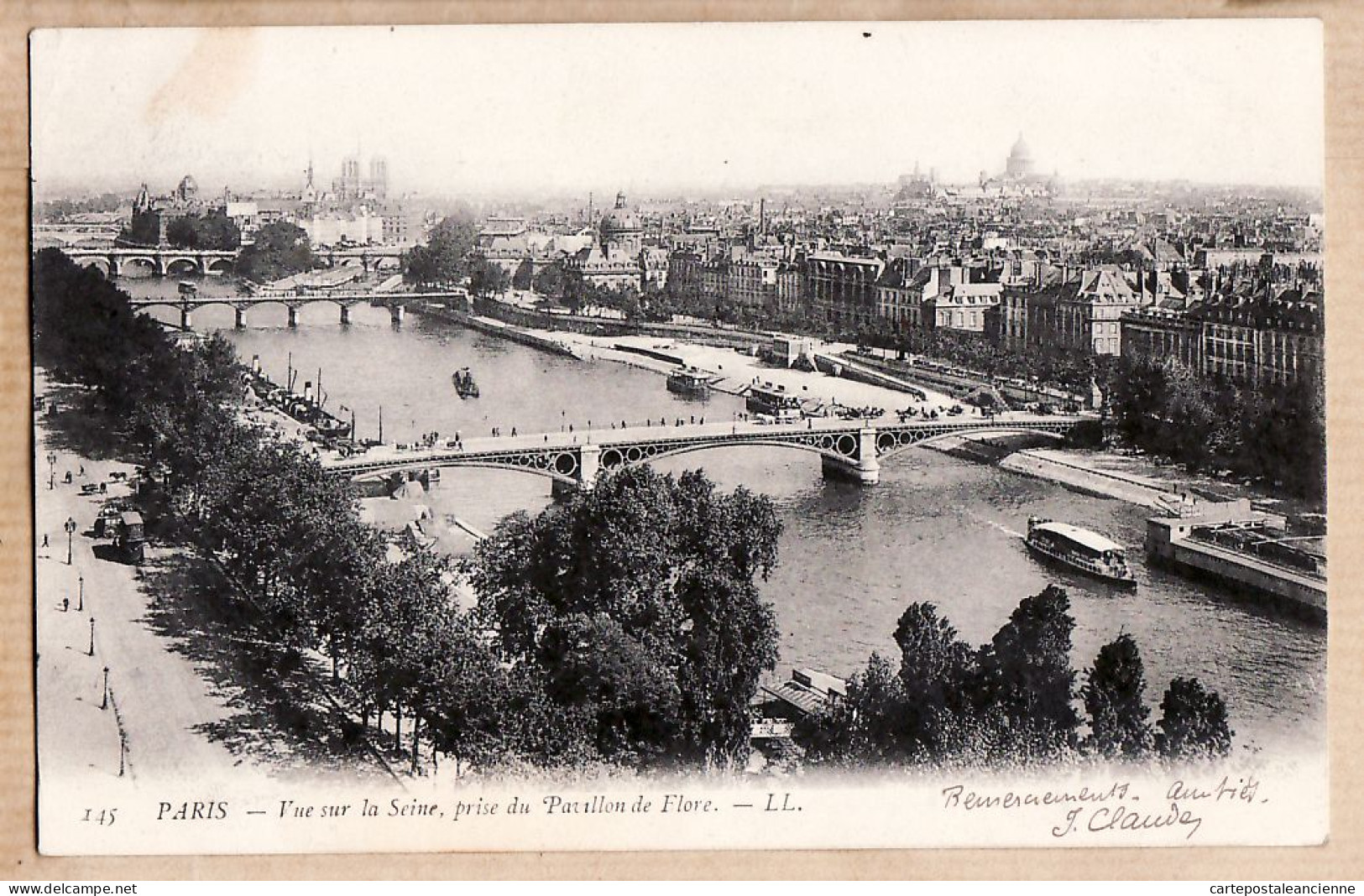 24059 /⭐ ◉  PARIS Vue Sur La SEINE Prise Du Pavillon De FLORE 1903 à GINESTOUS Adjoint Du Génie Belley-LEVY 145 - Die Seine Und Ihre Ufer